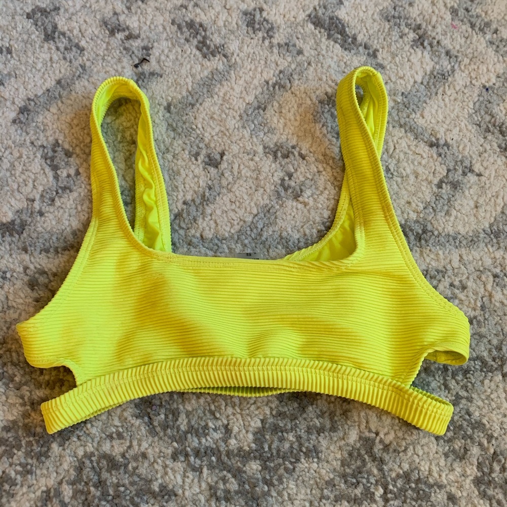 Neon yellow/green ribbed bikini top